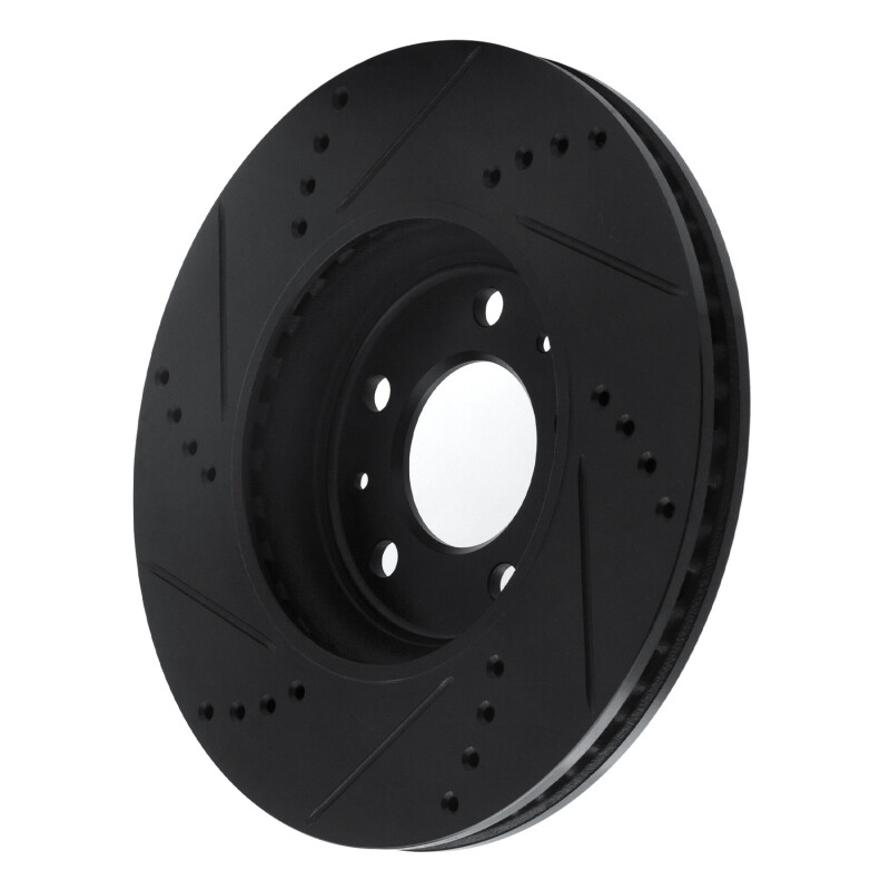 Pontiac Solstice Brake Rotor (1) - Front Right - R1 Concepts - Drilled & Slotted - Black - `06-`10